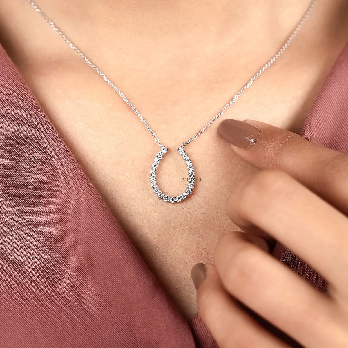 Open Teardrop Round Lab Grown Diamond Pendant Necklace - View 6