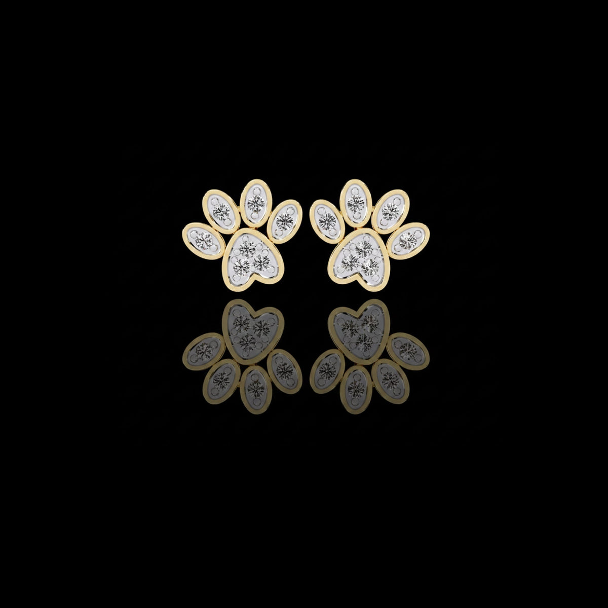 Charming Paw Shaped Earrings with Brilliant Round Lab Diamonds Detailing