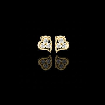 Three Stone Heart Round Brilliant Cut Lab Diamond Stud Earrings Trefoil Cluster