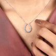 Open Teardrop Round Moissanite Diamond Pendant Necklace - View 6