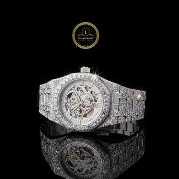 Luxury Skeleton Watch Iced Out Design With Roman Dial by Ivevar