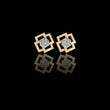 Geometric Square Motif Round Moissanite Diamond Earrings with Brilliant Center Cluster Design