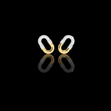 Contemporary Pave Round Moissanite Diamond U Shaped Link Earrings