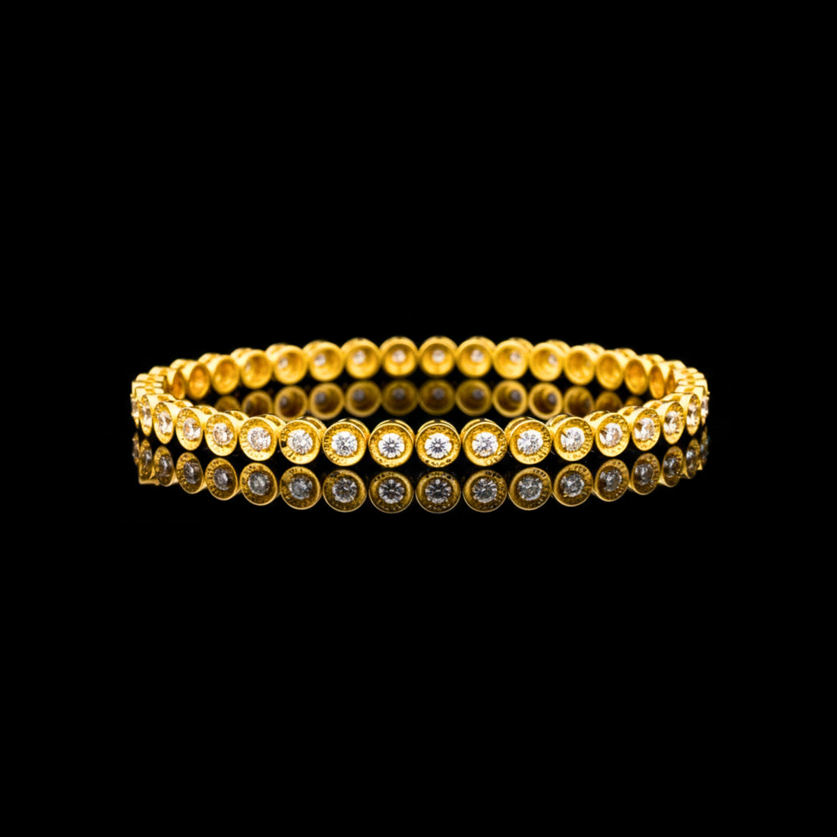 Round Brilliant Lab Diamond Single Row Bezel Bracelet