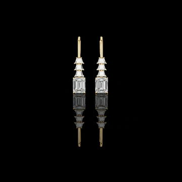 Tiered Step Emerald Cut Lab Diamond Drop Earrings Graduated Pyramid Design