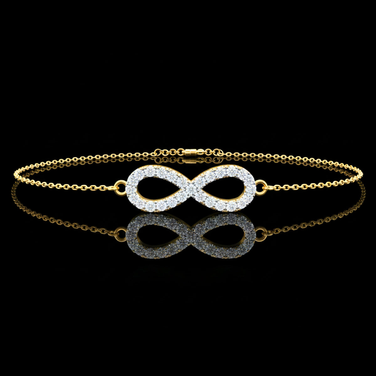 Round Moissanite Diamond Infinity Symbol Cable Chain Bracelet for Women