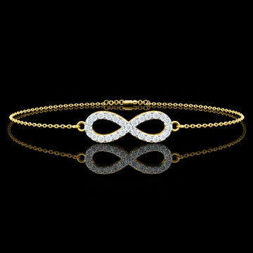 Round Moissanite Diamond Infinity Symbol Cable Chain Bracelet for Women