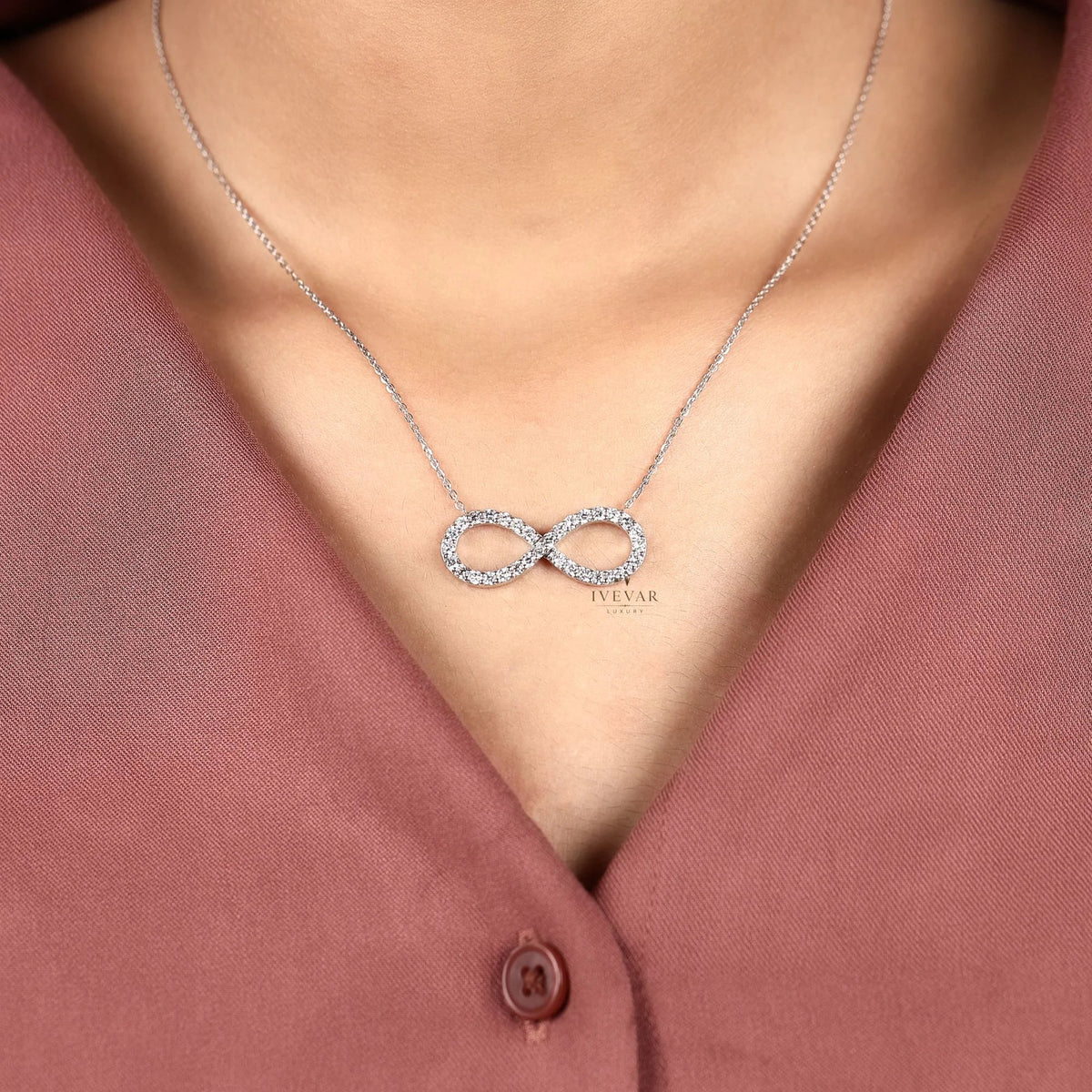 Infinity Style Round Lab Grown Diamond Pendant Necklace - View 7