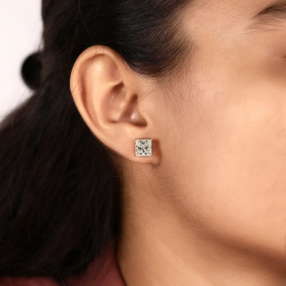 Princess Cut Lab Diamond Stud Earrings For Her - View 8
