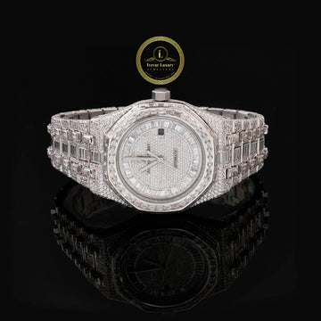 Elite Round Dial Lab Grown Diamond Watch with Baguette Bezel By Ivevar