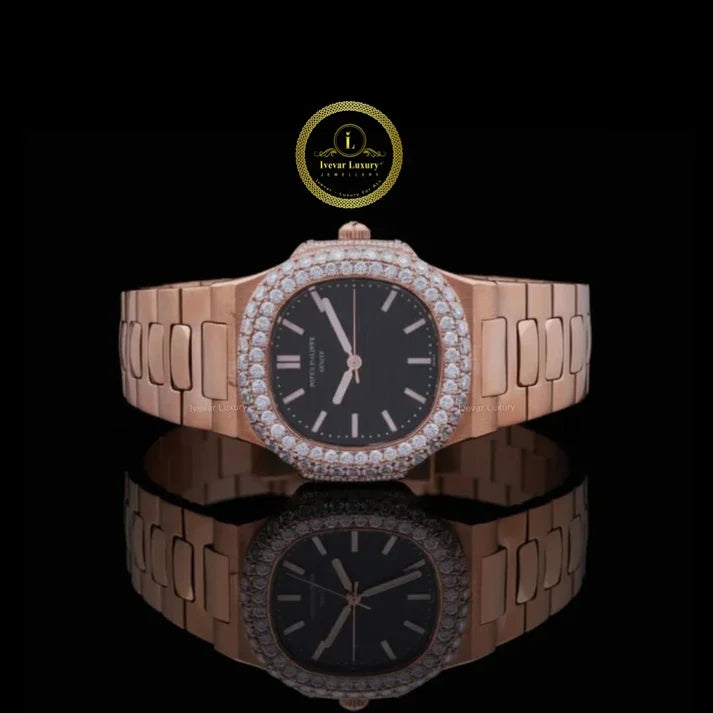 Rose Gold Iced Out Watch & Diamond Tennis Bracelet Set