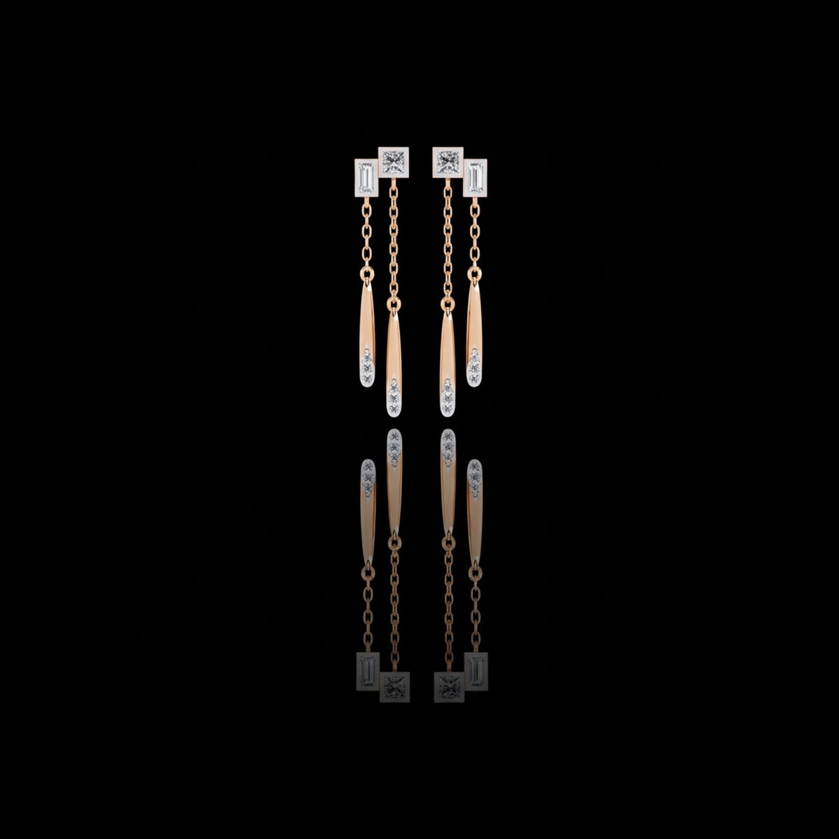 Shiny Cascade Dual Tone Chain Linked Drop Lab Grown Diamond Earrings