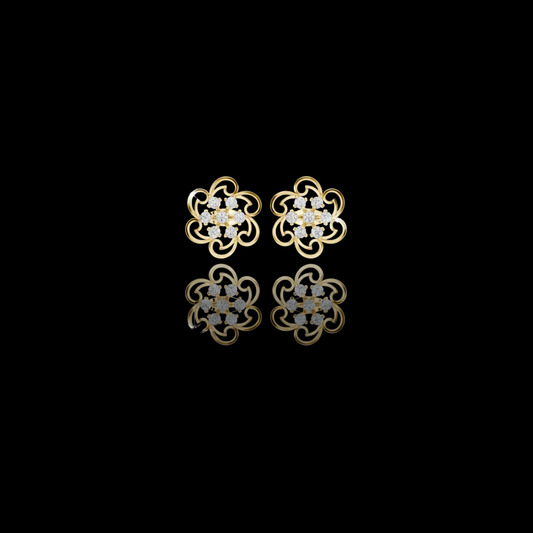 Floral Filigree Swirl Round Brilliant Cut Lab Diamond Stud Earrings Openwork Cluster