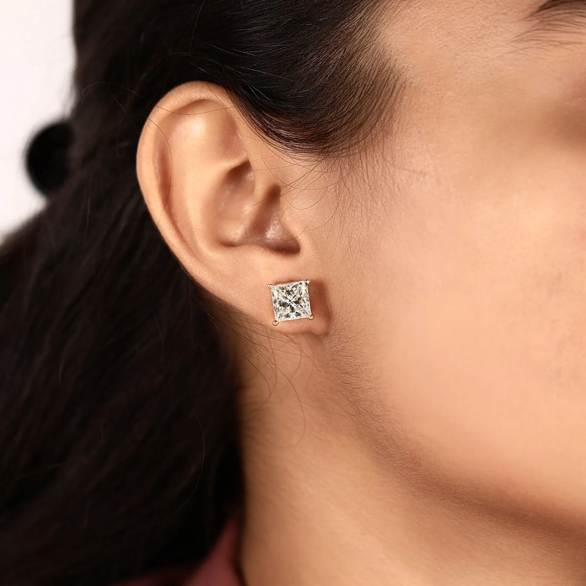 Princess Cut Lab Diamond Stud Earrings For Her - View 9