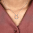 Open Teardrop Round Moissanite Diamond Pendant Necklace - View 8