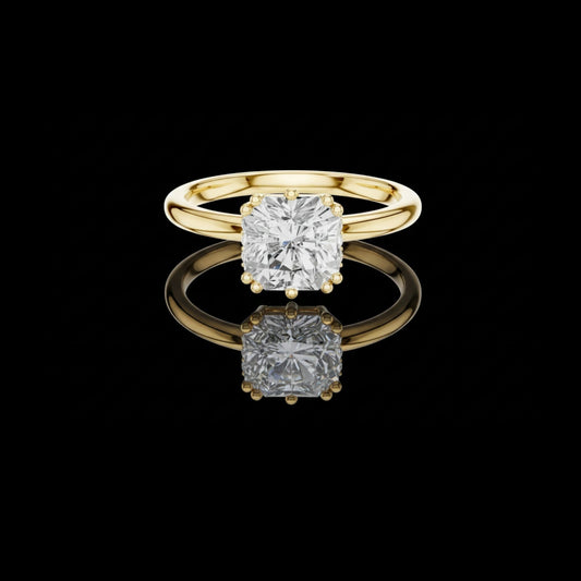 Square Radiant Cut Moissanite Diamond Solitaire Engagement Ring