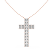 Baguette Moissanite Diamond Cross Pendant Fine Cable Chain Necklace - View 2