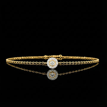Round Halo Set Lab Diamond Single Chain Bracelet with Centerpiece
