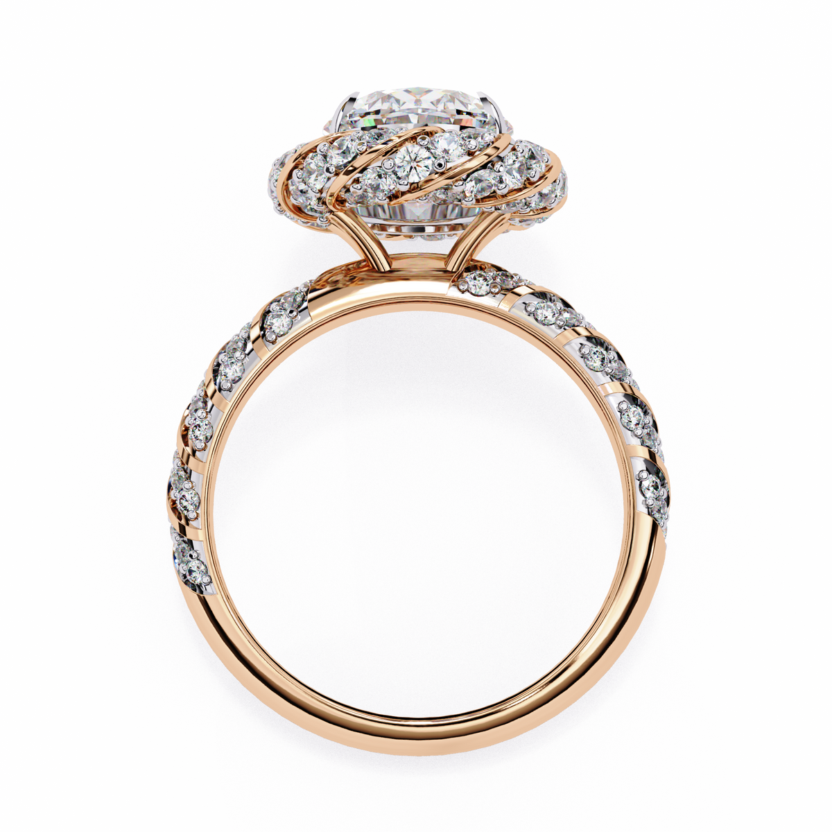 Rose gold ring with diamond accents 