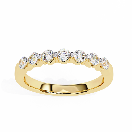 Round Brilliant Cut Moissanite Half Eternity Promise Band - View 2