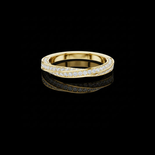 Round Cut Criss Cross Pave Moissanite Diamond Wedding Band Ring