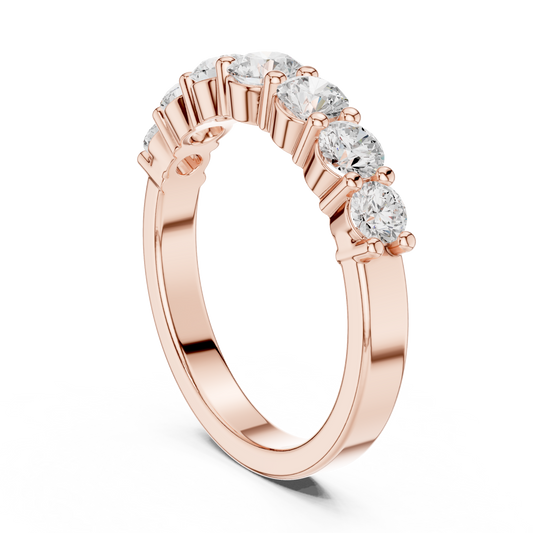 Round Cut Lab Brilliant Half Eternity Diamond Wedding Band Ring - View 2