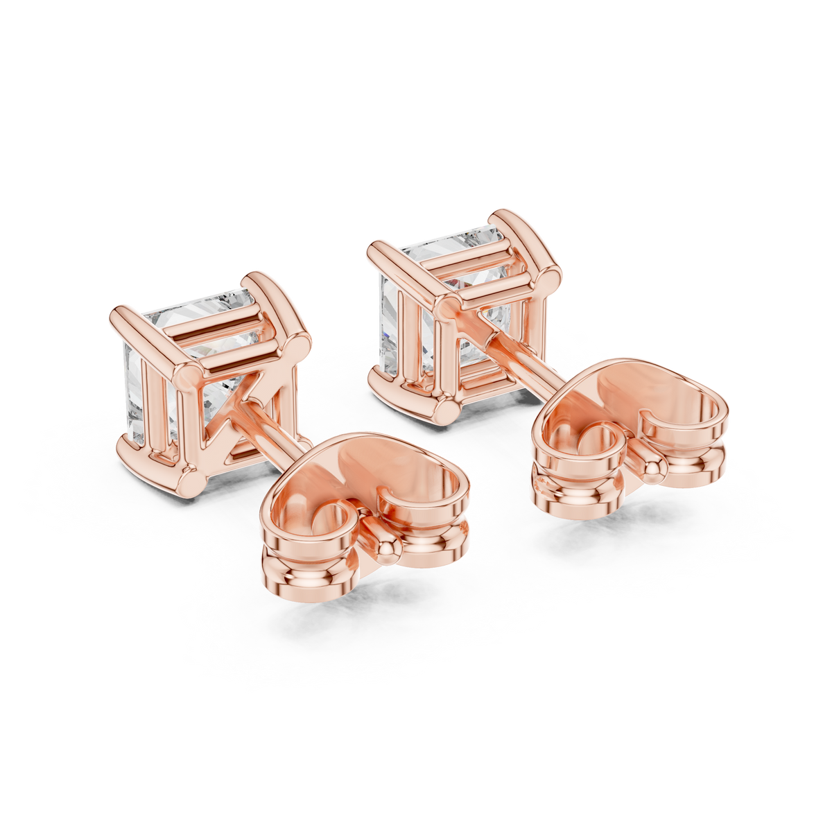 Signature Princess Cut Lab Diamond Stud Earrings Premium Square Design - View 9