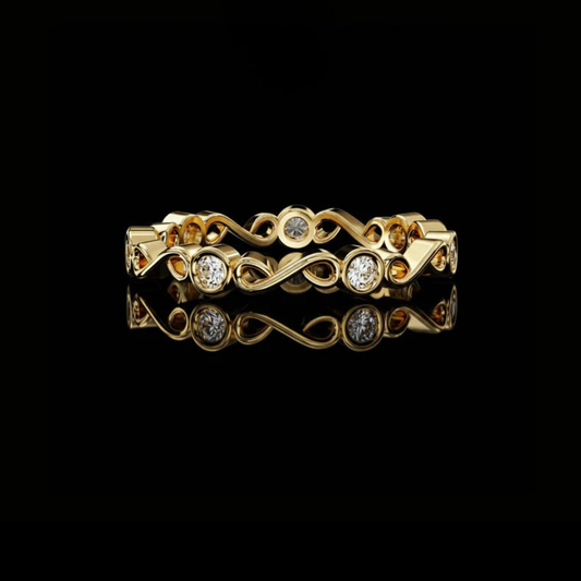 Infinity Bezel Set Round Moissanite Diamond Wedding Band Eternity Ring