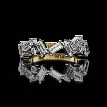 Baguette & Round Cut Moissanite Diamond Eternity Ring Wedding Band