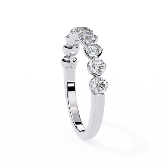 Round Brilliant Cut Moissanite Diamond Anniversary Band Ring - View 2