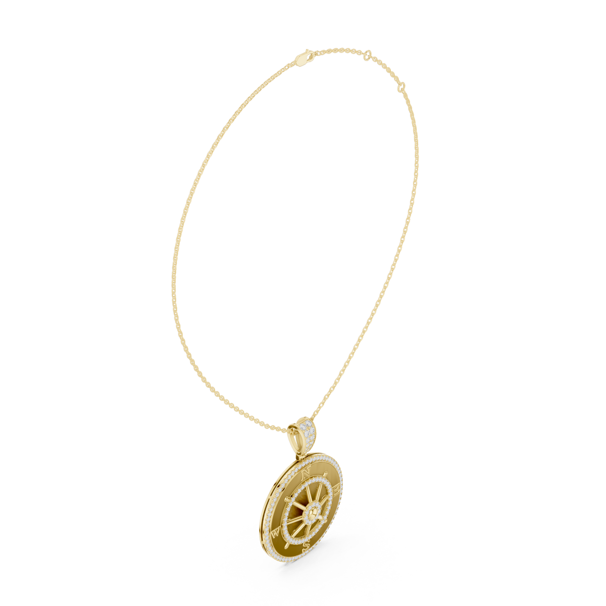 Directional Wheel Pattern Statement Charm Featuring Round Moissanite Diamond - View 10