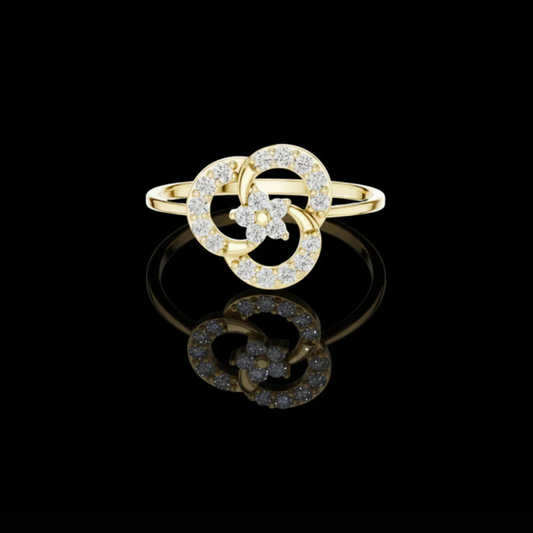 Floral Double Loop Round Cut Moissanite Diamond Engagement Ring