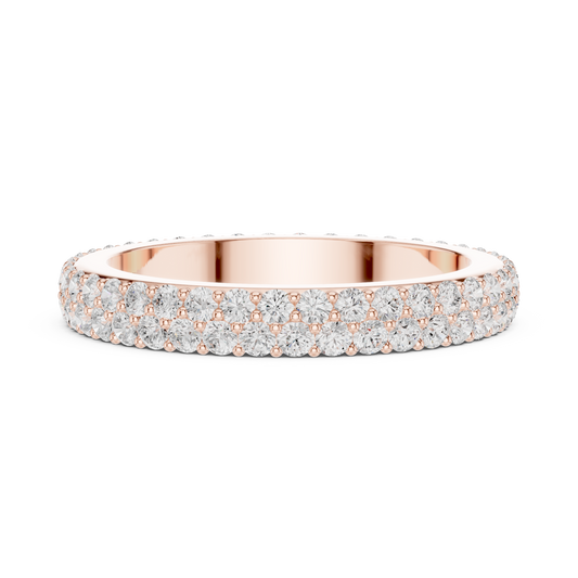 Round Cut Double Row Pave Lab Eternity Band Wedding Ring - View 2
