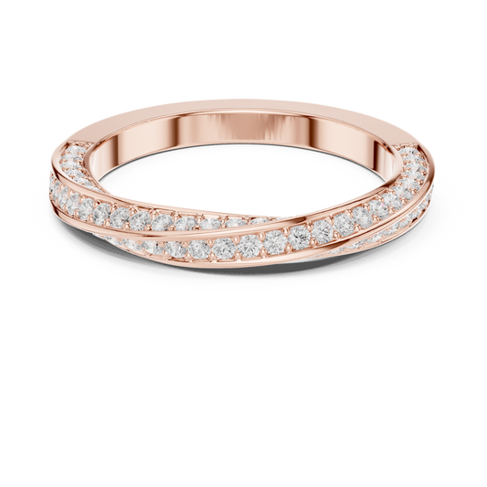 Round Cut Criss Cross Pave Moissanite Diamond Wedding Band Ring - View 2