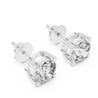 Architectural Crown Basket Round Moissanite Diamond Solitaire Studs - View 6
