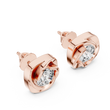 Round Brilliant Lab Diamond Solitaire Stud Earrings Swirl Cushion Vortex Frame - View 5