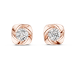 Round Brilliant Moissanite Diamond Solitaire Stud Earrings Swirl Cushion Vortex Frame - View 2