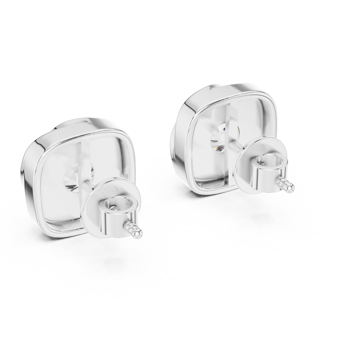 Round Brilliant Lab Diamond Solitaire Stud Earrings Swirl Cushion Vortex Frame - View 9