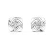 Round Brilliant Lab Diamond Solitaire Stud Earrings Swirl Cushion Vortex Frame - View 3