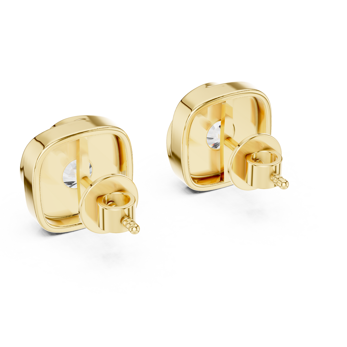 Round Brilliant Moissanite Diamond Solitaire Stud Earrings Swirl Cushion Vortex Frame - View 7