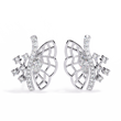 Butterfly Grace Moissanite Diamond Marquise Cut Stud Earrings with Round Side Stones - View 3