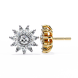 Floral Moissanite Diamond Marquise Cluster Stud Earrings with Round Center - View 4