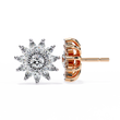 Floral Lab Diamond Marquise Cluster Stud Earrings with Round Center - View 5