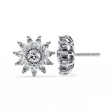 Floral Moissanite Diamond Marquise Cluster Stud Earrings with Round Center - View 6