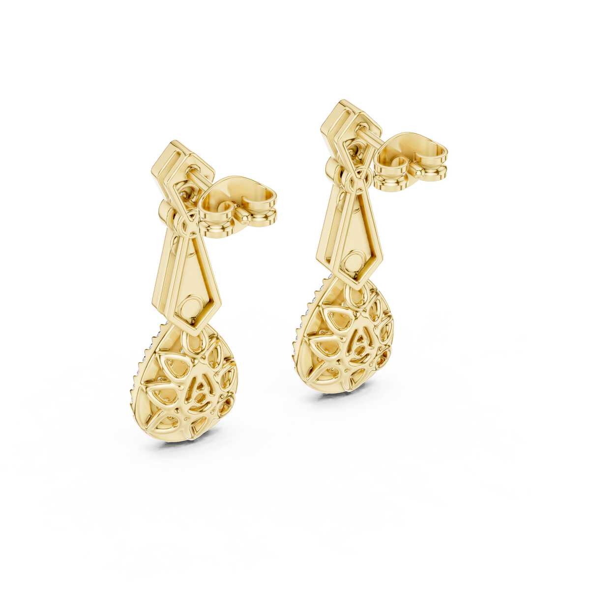 Pure Opulence Round Lab Diamond Halo Drop Earrings Premium Fine Jewelry - View 10