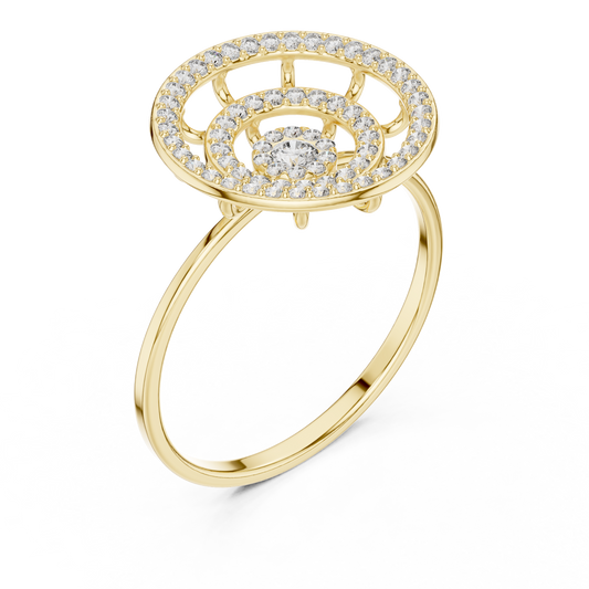 Multi Row Round Cut Lab Diamond Halo Engagement Ring - View 2