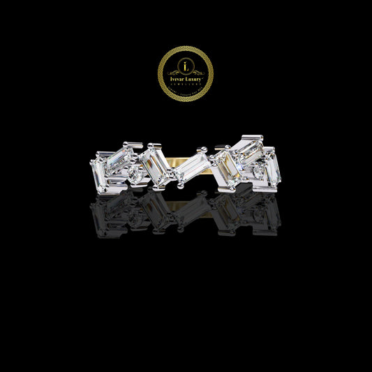 Modern Baguette Cut Moissanite Diamond Eternity Wedding Band