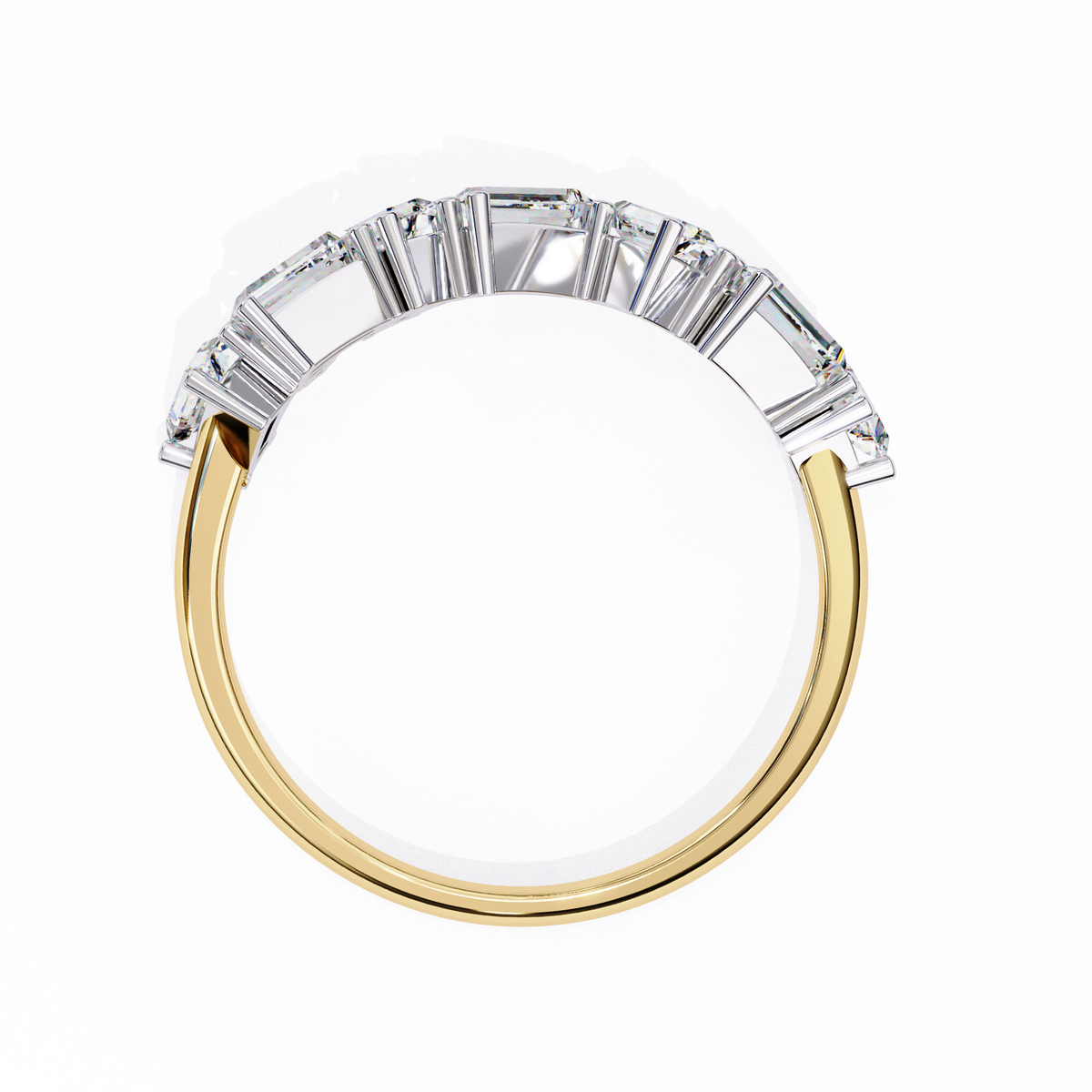 Baguette & Round Cut Moissanite Diamond Eternity Ring Wedding Band - View 8