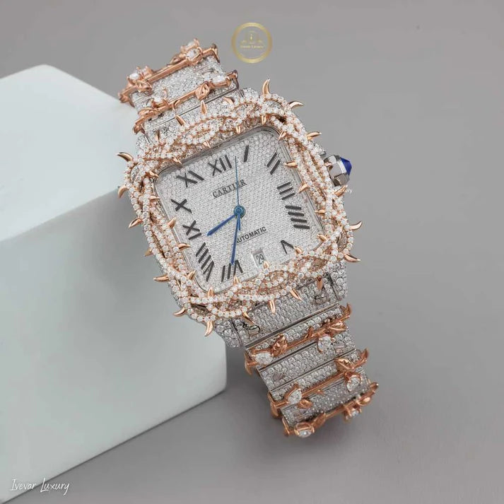 Luxury Gold & Iced Out Diamond Watches Square Dial Statement Watch Collection