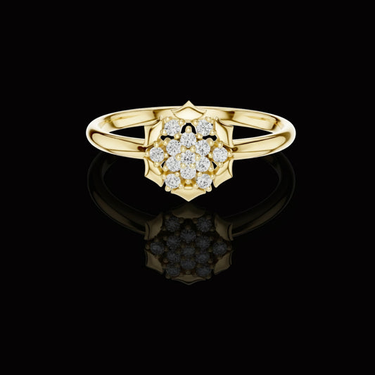 Round Cut Moissanite Diamond Floral Cluster Ring for Women